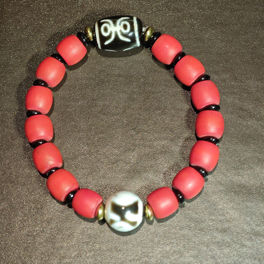 Red Bead Dzi Bracelet