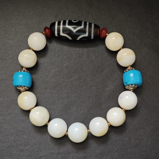 Dzi Bead Bracelet with Turquoise